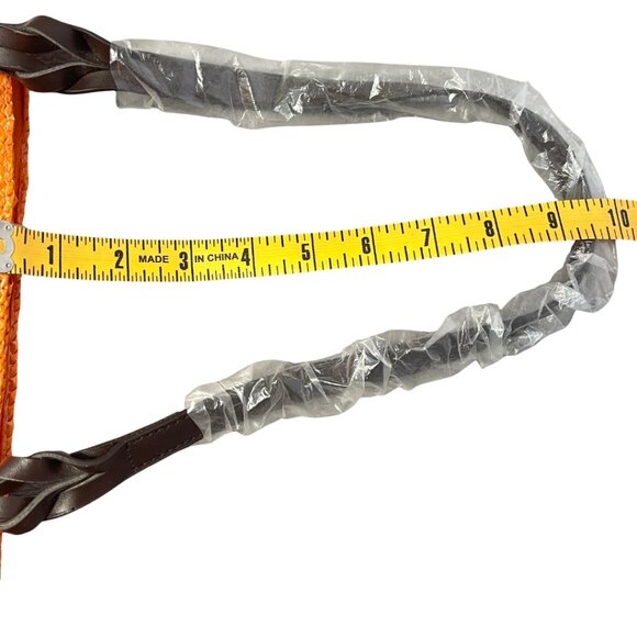 Neiman Marcus Large Straw Tote Bag Orange Boho Tropical Beach Vacation Hawaii - Picture 11 of 12